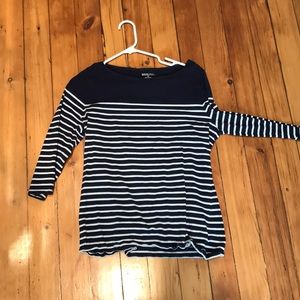 Blue and White Striped 3/4 length shirt